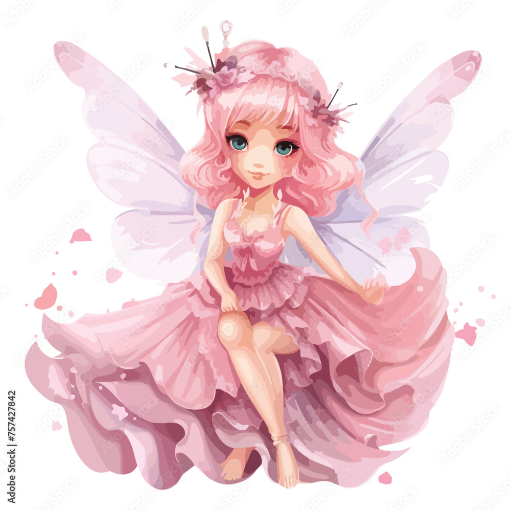 Pink Fairy Clipart Clipart isolated on white background