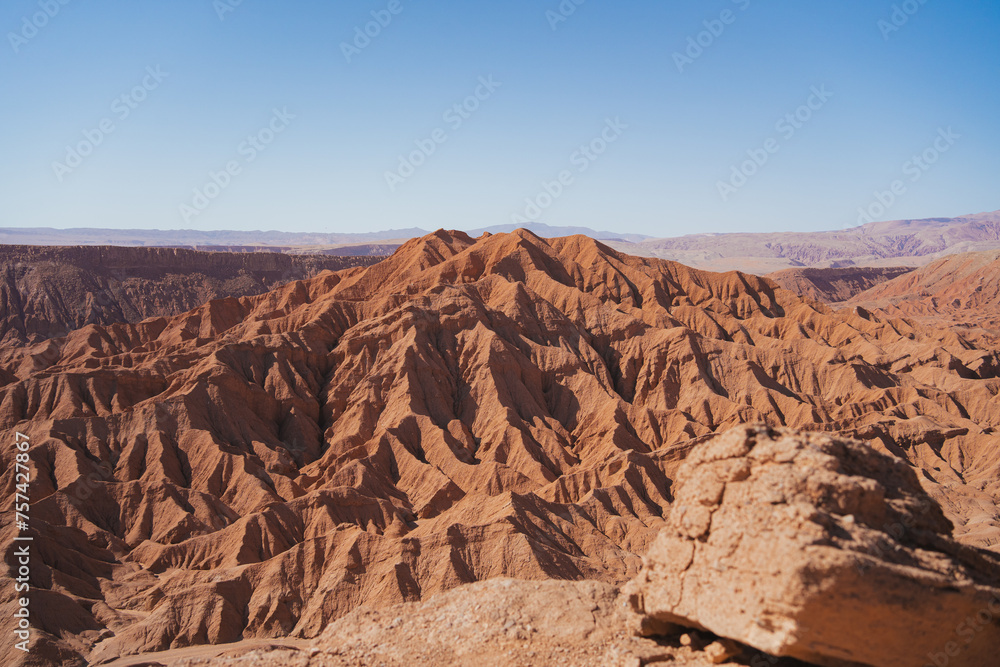 Arid desert rock formations in Devil's Gorge in San Pedro de Atacama, Chile Arid desert rock formations in Devil's Gorge in San Pedro de Atacama, Chile