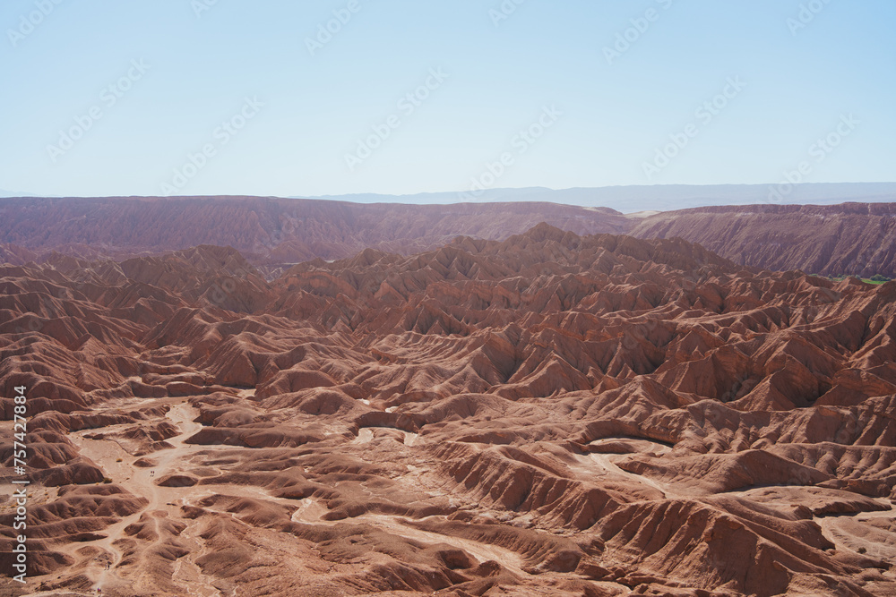 Arid desert rock formations in Devil's Gorge in San Pedro de Atacama, Chile