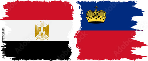 Liechtenstein and Egypt grunge flags connection vector