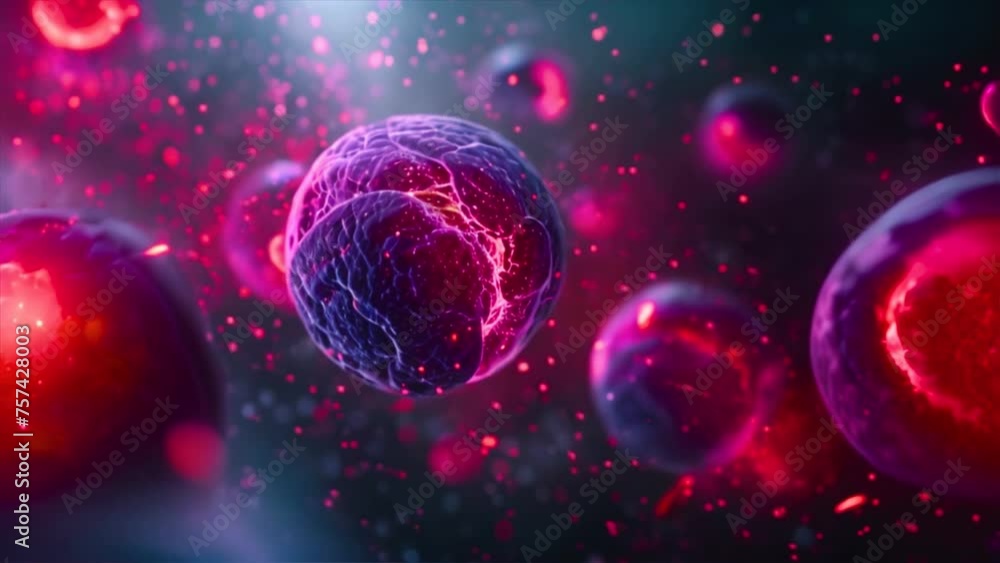 Animation of cell division under a microscope, cell mitosis, medical concept. Animation of cell division under a microscope, cell mitosis, medical concept.