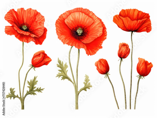 poppy collection set isolated on transparent background  transparency image  removed background