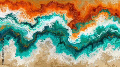 abstract background interspersed with a gold mine. a stone drawing. river, copper oxidation.