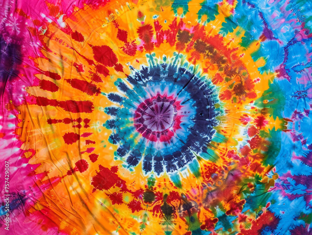 Tie dye design using vibrant colors on cotton fabric
