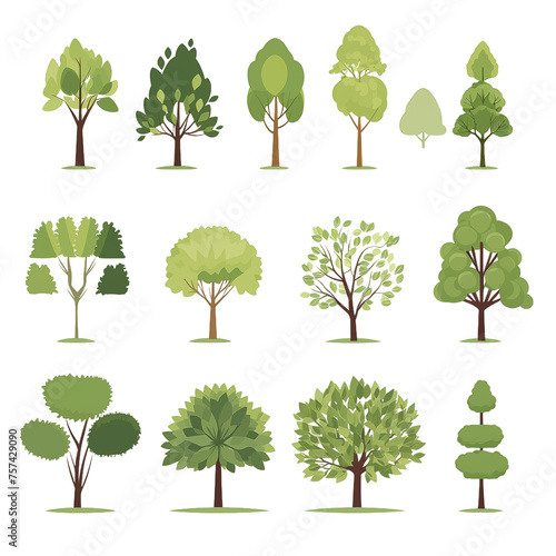 Collection of Various Stylized Tree Illustrations for Environmental Design