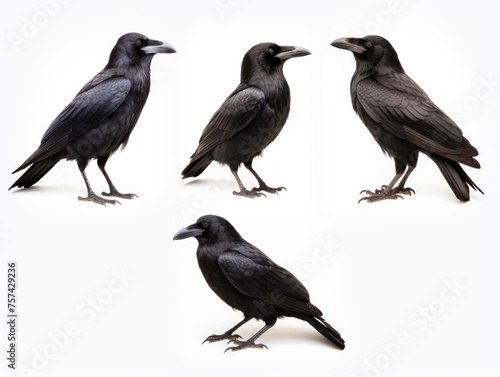 raven collection set isolated on transparent background, transparency image, removed background