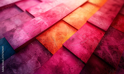Abstract Diagonal Pattern of Colorful Textured Panels photo