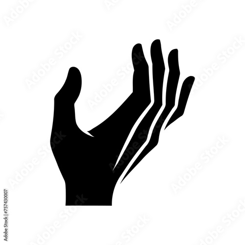 Black hand icon with palm up isolated on white background vector illustration.