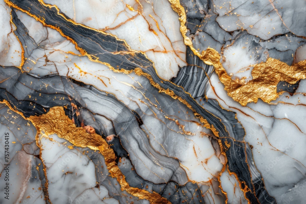 Texture of white marble with gold veins.