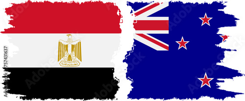 New Zealand and Egypt grunge flags connection vector