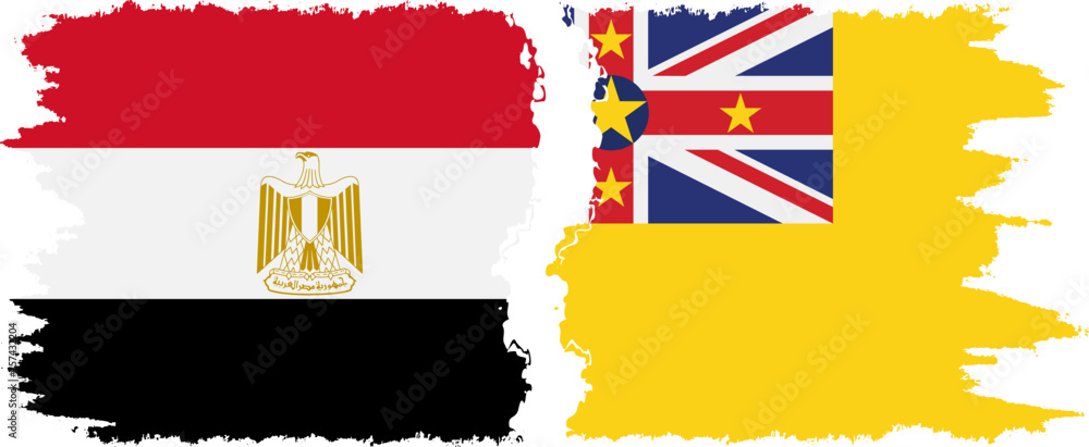 Obraz premium Niue and Egypt grunge flags connection vector