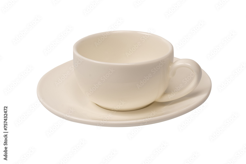 Ceramic white coffee cup and saucer isolated on white background. Ceramic white coffee cup and saucer isolated on white background.
