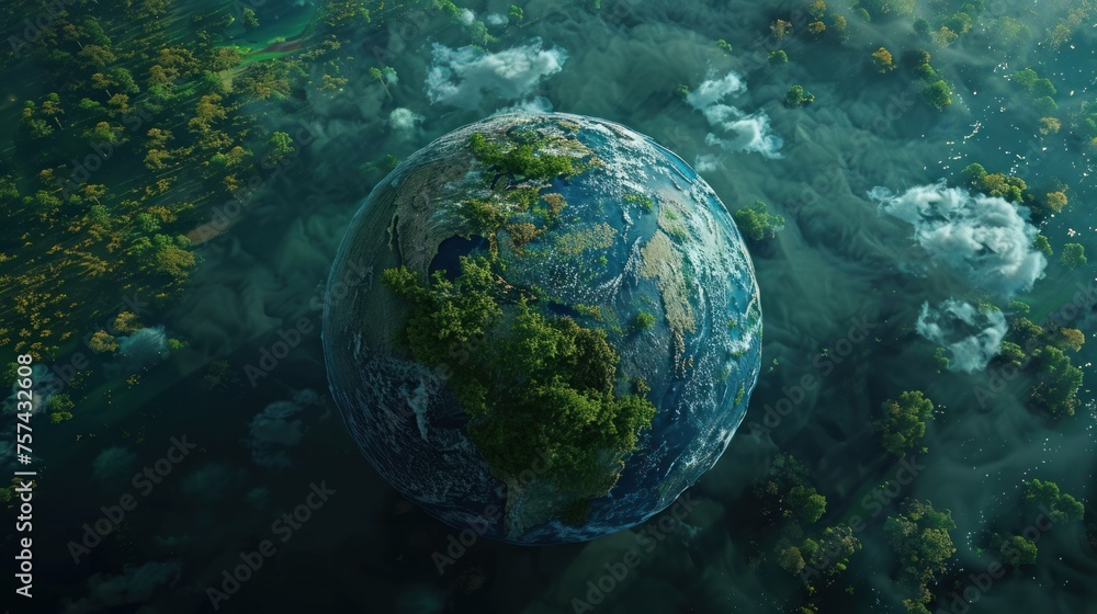 Fototapeta premium A powerful image that captures the essence of Earth as our home, emphasizing the interconnectedness of planet, globe, environmentalism, nature, and ecology