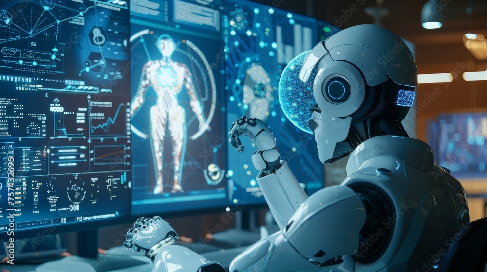 An evocative image illustrating the enhancement of e-learning through artificial intelligence, where a Learning Management System An evocative image illustrating the enhancement of e-learning through artificial intelligence, where a Learning Management System