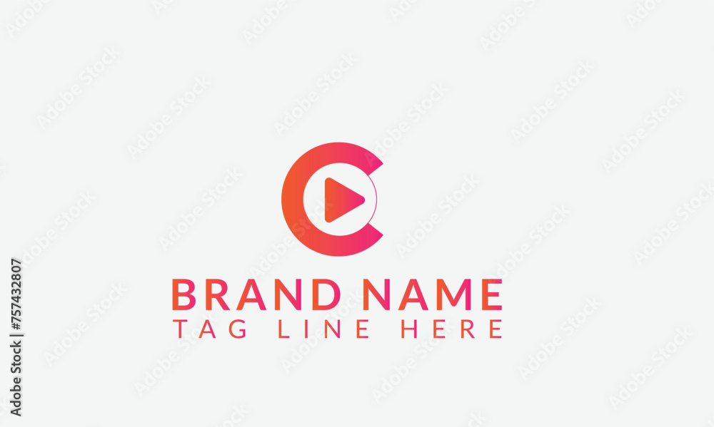 Fototapeta premium c Abstract colored vector logo. Play logo. Media logo. Multimedia logo. Company logo
