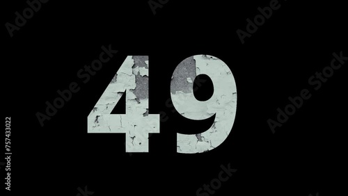 Number 49 from fire and ashes with alpha channel, forty nine, numberology photo