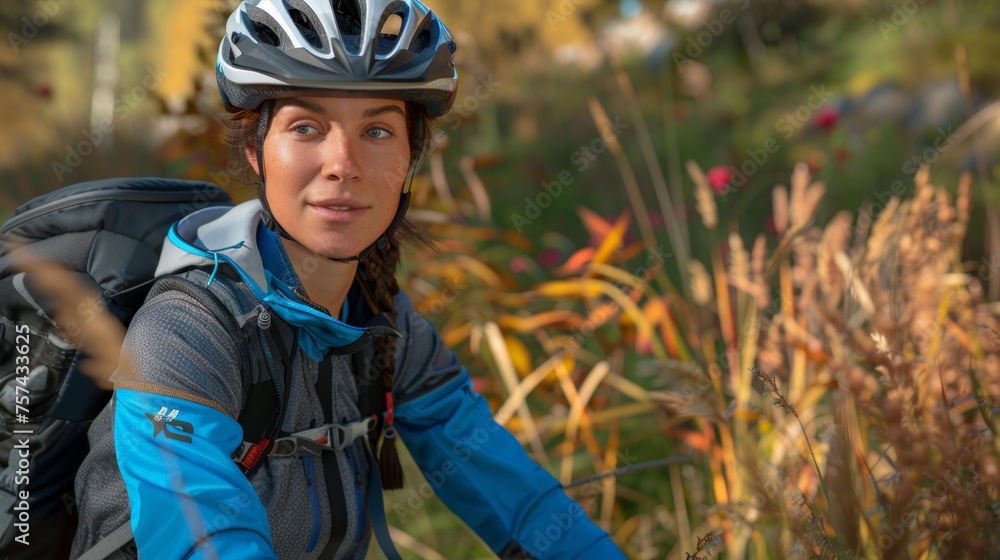 Beautiful girl on a bicycle in nature. AI generation. Beautiful girl on a bicycle in nature. AI generation.