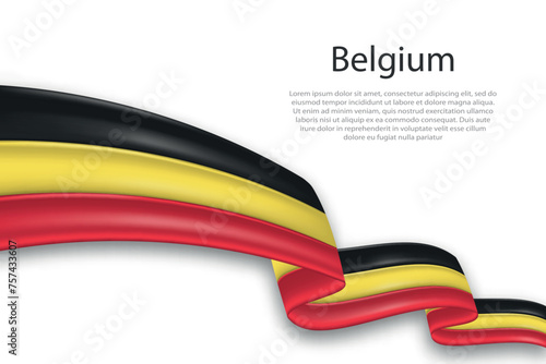 Abstract Wavy Flag of Belgium on White Background