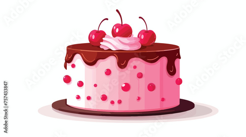 Birthday cake icon  flat vector isolated on white b