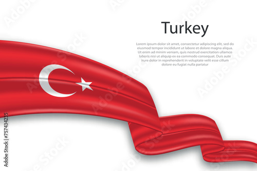 Abstract Wavy Flag of Turkey on White Background