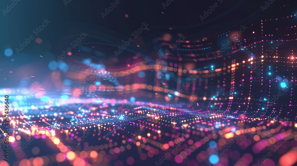 Fototapeta premium A dynamic technological backdrop showcasing the swift motion of digital data flow through a transmission channel