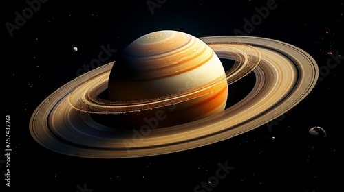 Stock photo of Saturn highlighting its magnificent ring system in full detail