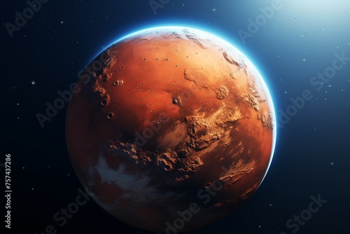 Stock photo of Mars in full view highlighting its red surface