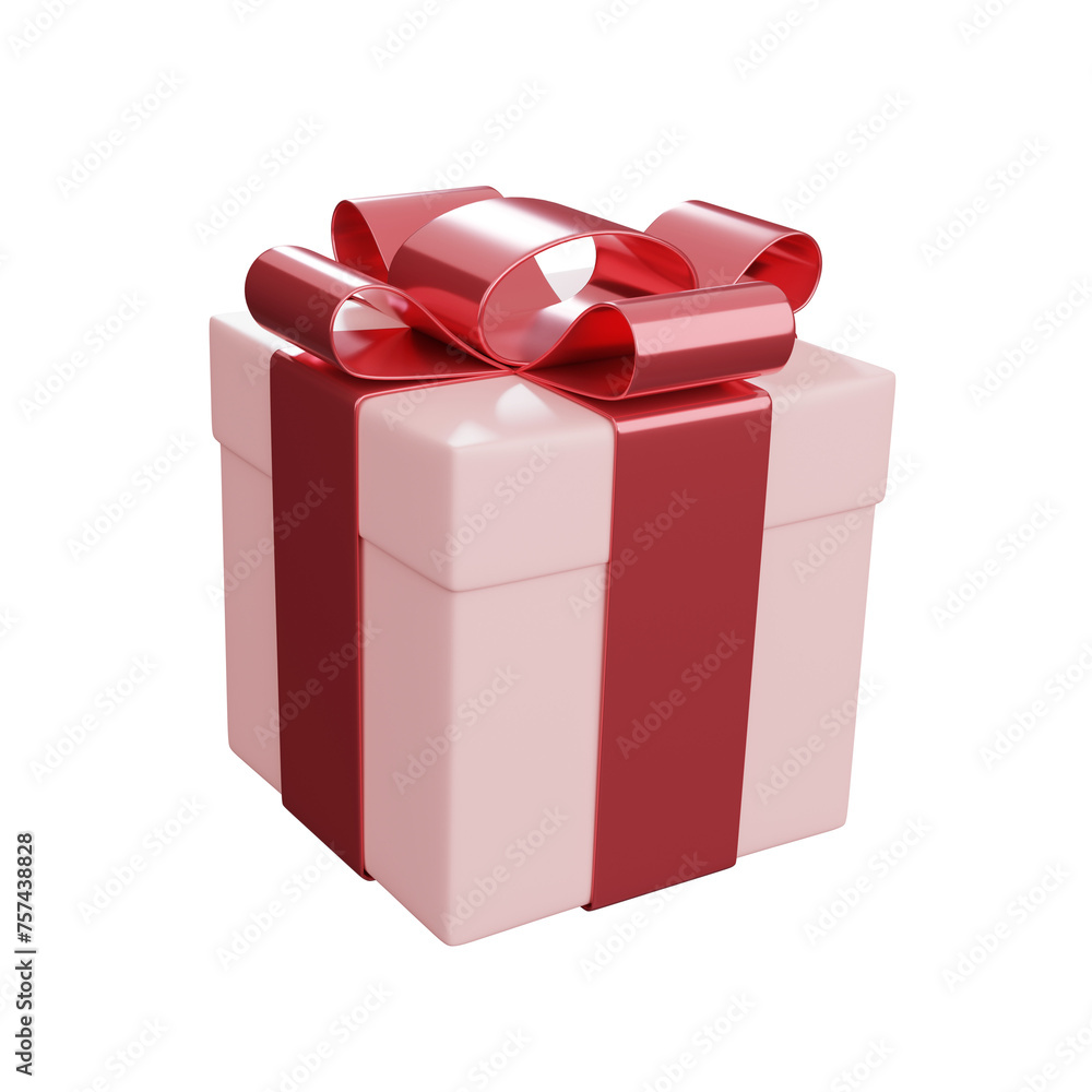 Obraz premium Pink gift box with ribbon