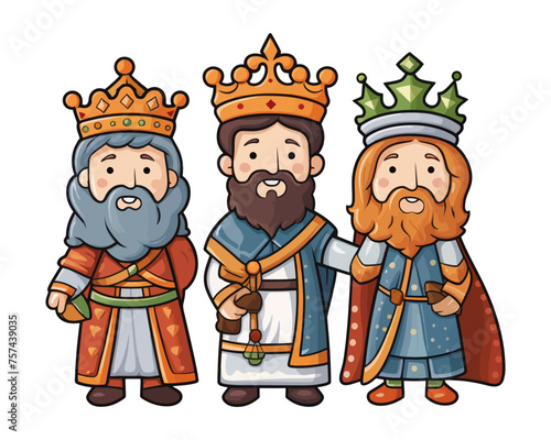 Cartoon Three Kings. Vector illustration