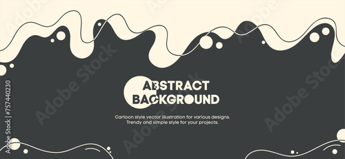 Monochrome retro banner template with abstract shapes and lines. Flat style geometric background. Vector illustration