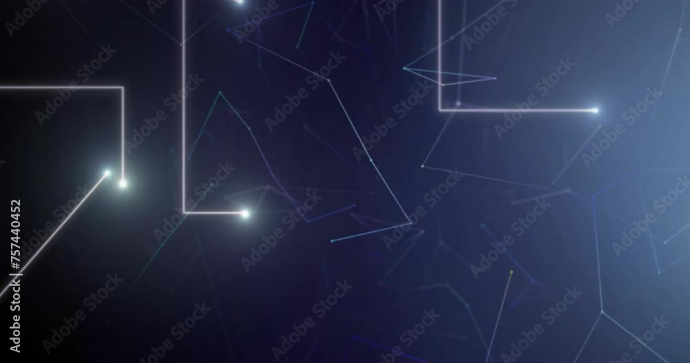Animation of glowing light trails on digital data processing over black background Animation of glowing light trails on digital data processing over black background