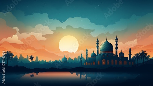 mosque in the sunset photo