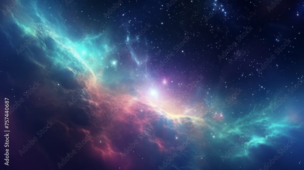 Space background with realistic nebula and shining stars. Neural network AI generated art