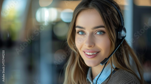 Woman customer service worker, call center smiling operato