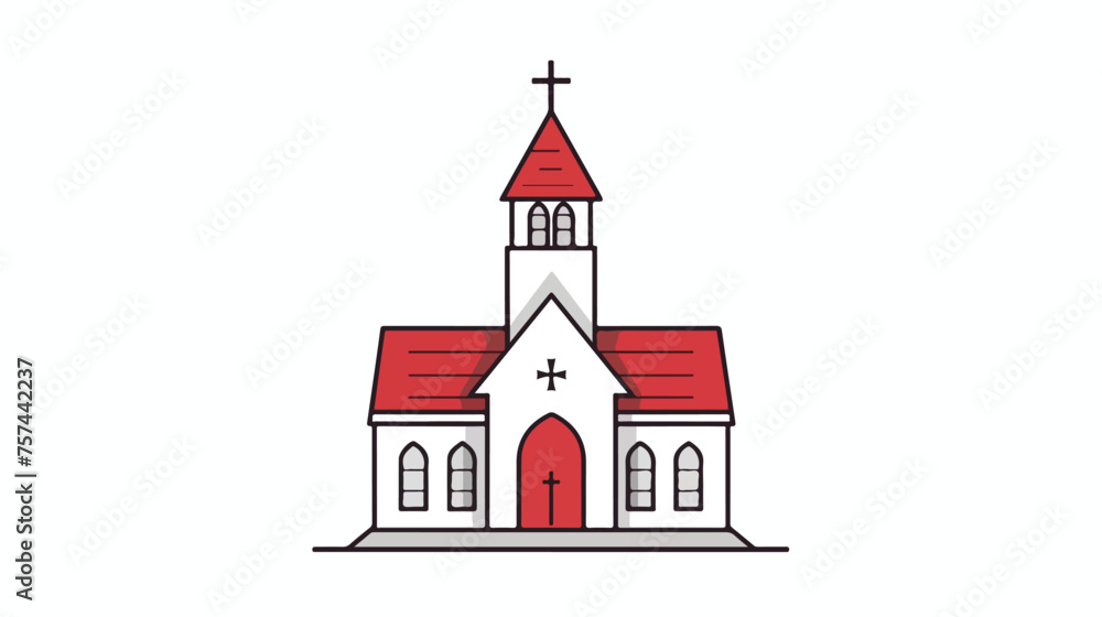 Church religion line vector icon  flat vector isola