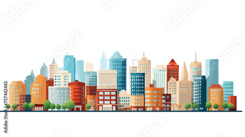 City buildings isolated flat vector isolated on whi