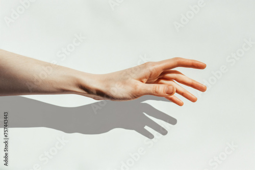 Sunlit hand with distinct shadow. Generative AI photo