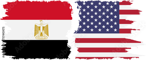 United States and Egypt grunge flags connection vector