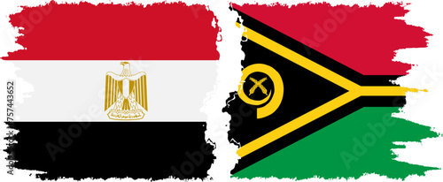 Vanuatu and Egypt grunge flags connection vector