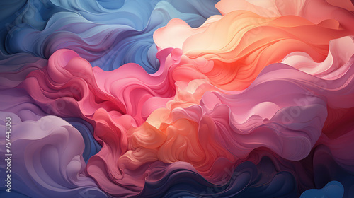 Gentle clouds of smoke, rainbow pastel colors, skies, soft fluffy background pink blue yellow purple generative AI