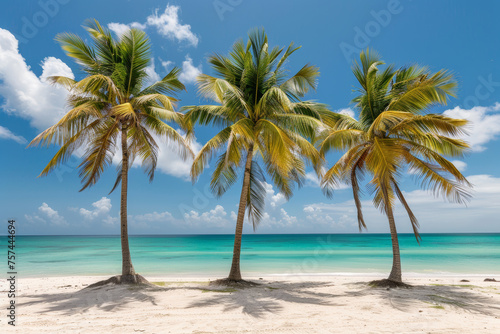 Tropical Paradise  White Sands and Palm Trees by the Ocean