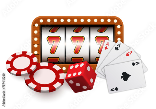 Casino illustration. Vector 3D elements on the theme of casinos and gambling.