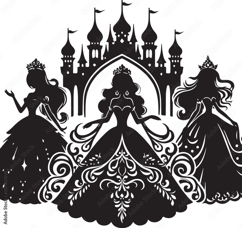 Princess Silhouette vector Illustration Princess Silhouette vector Illustration