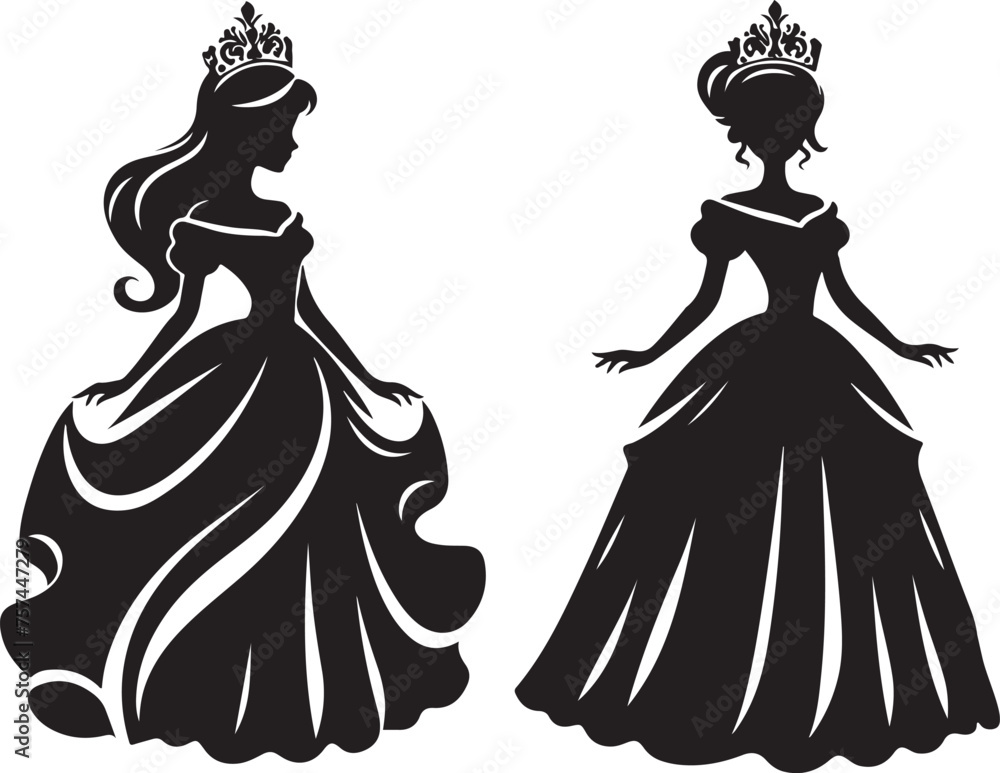 Princess Silhouette vector Illustration Princess Silhouette vector Illustration