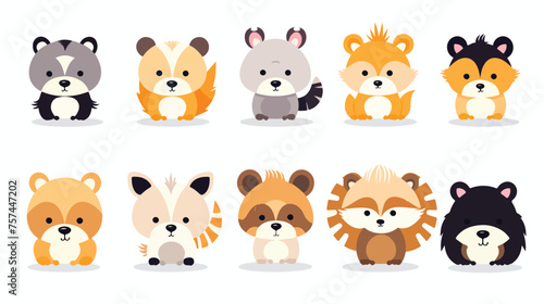 cute animal character vector icon for sticker 