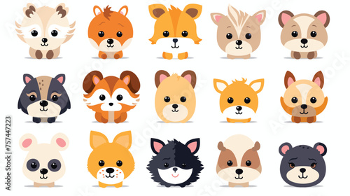cute animal character vector icon for sticker 