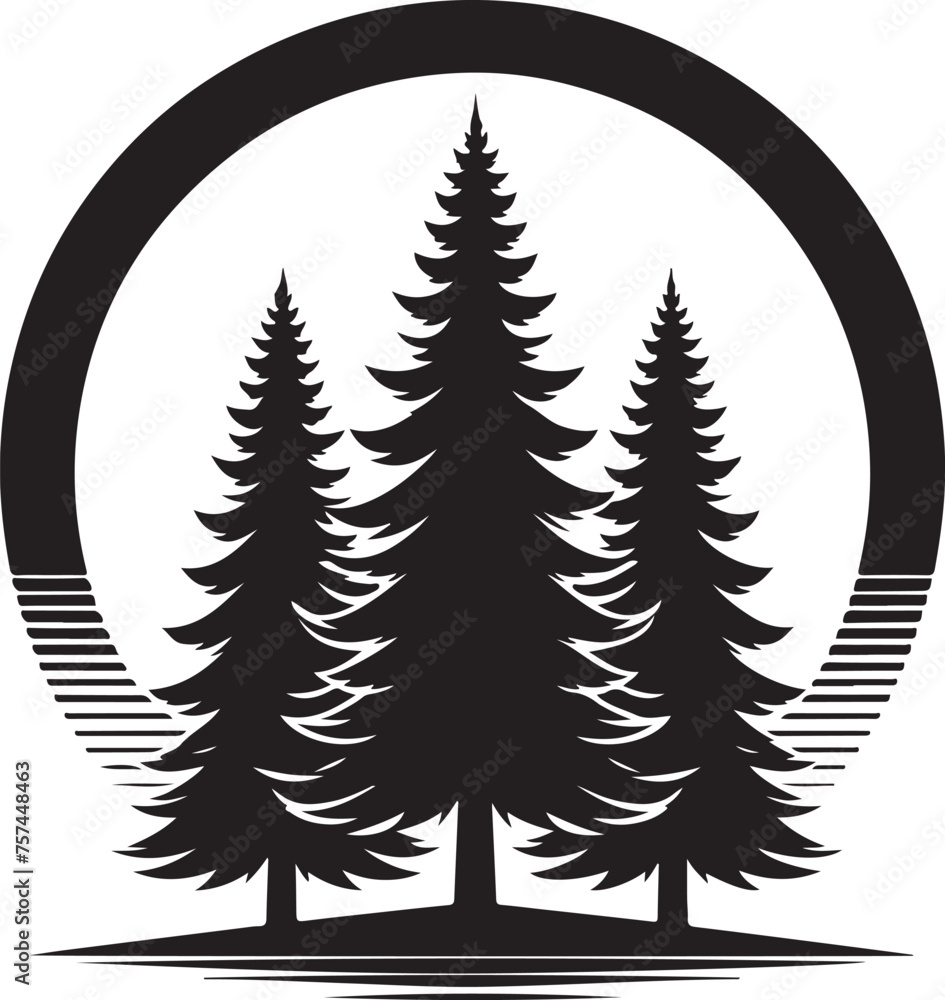 Obraz premium Pine Tree Silhouette vector Illustration Set