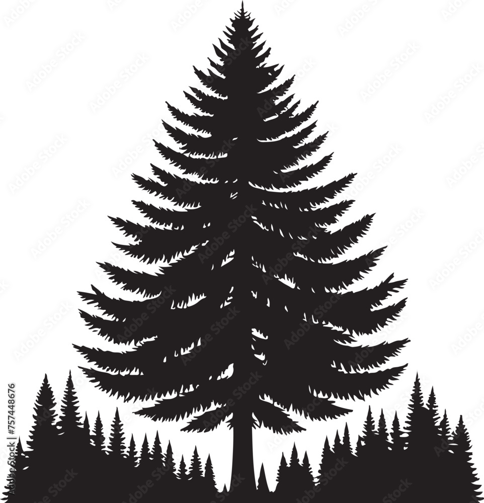 Obraz premium Pine Tree Silhouette vector Illustration Set