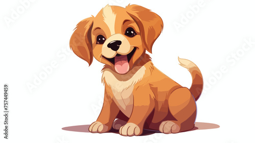 Cute puppy dog on white background illustration