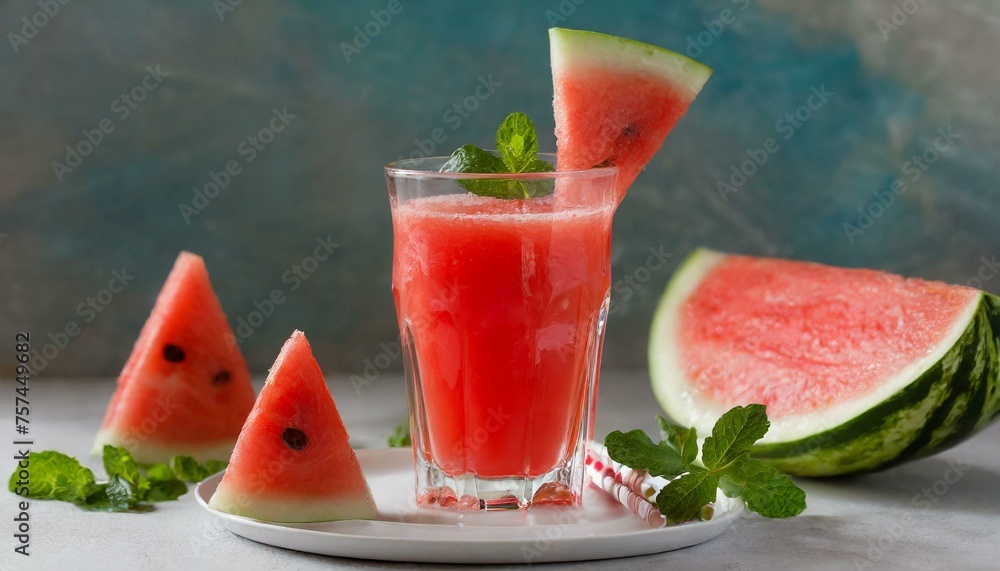 Cooling Treat Close-Up of Watermelon Juice in Glass Cooling Treat Close-Up of Watermelon Juice in Glass